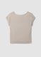 T-shirt beige en pure viscose &agrave; col V, coupe regular_5