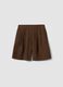 Brown lyocell and linen mix regular fit shorts_5