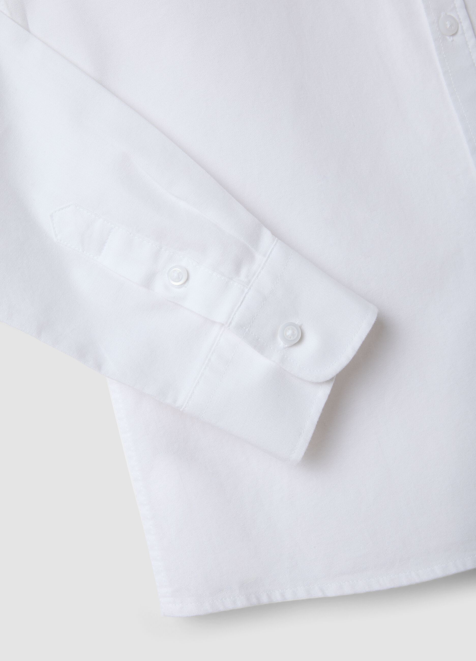 White pure cotton Oxford shirt with classic collar for boys
