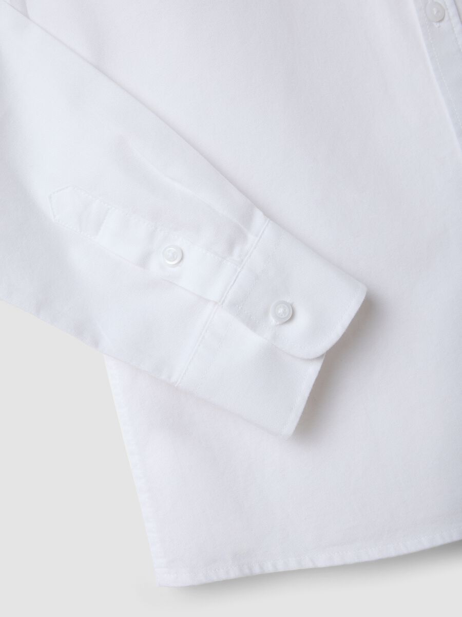 White pure cotton Oxford shirt with classic collar for boys_2