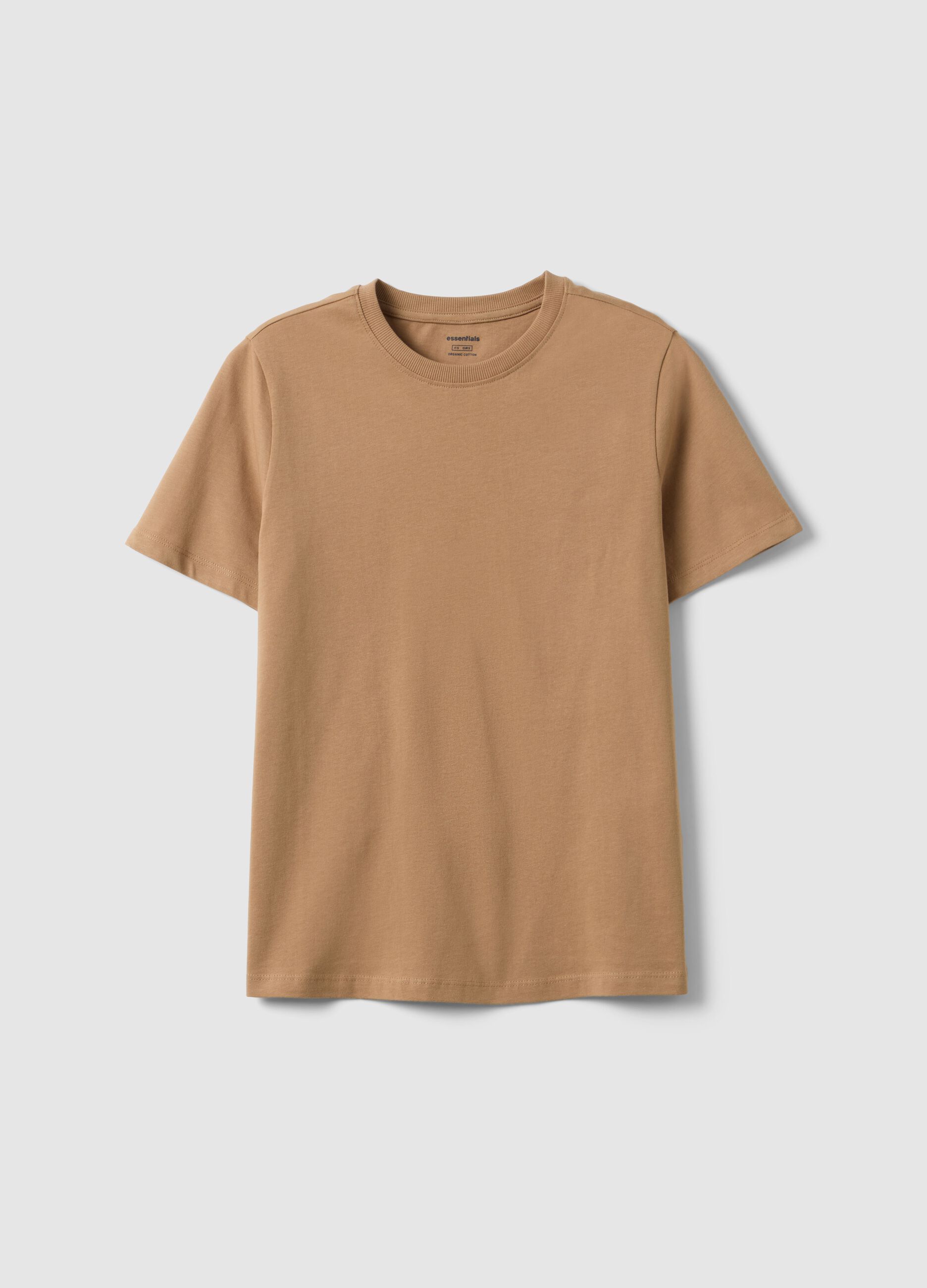 Brown pure cotton crew neck t-shirt regular fit