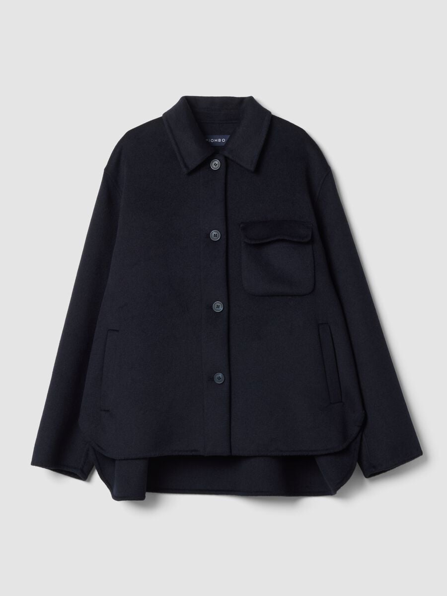 Blue wool-viscose blend over-fit coat with buttons_0