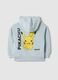 Blue cotton blend sweatshirt for kids with Pikachu print_1