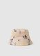 Beige pure cotton bucket hat for kids with Mickey Mouse prints_0