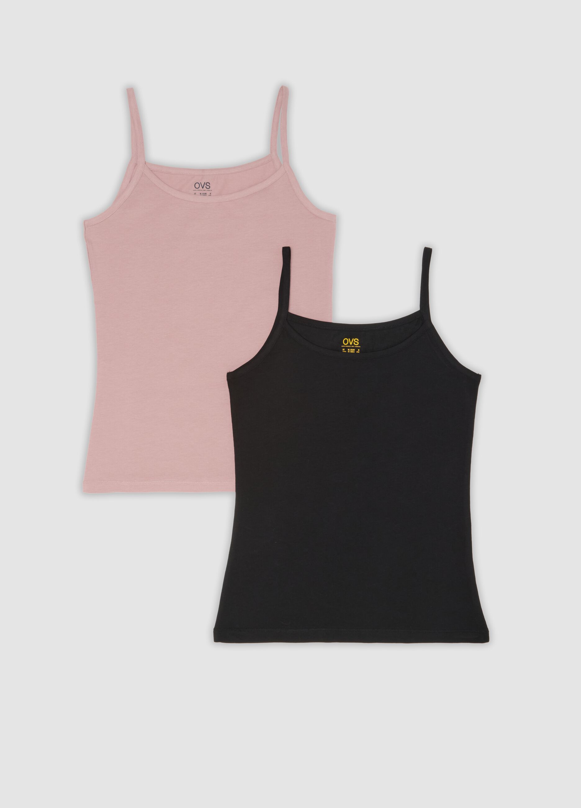2-pack of multicolour organic stretch cotton camisoles with thin straps