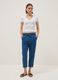 Paper bag trousers in pure blue denim cotton regular fit_0