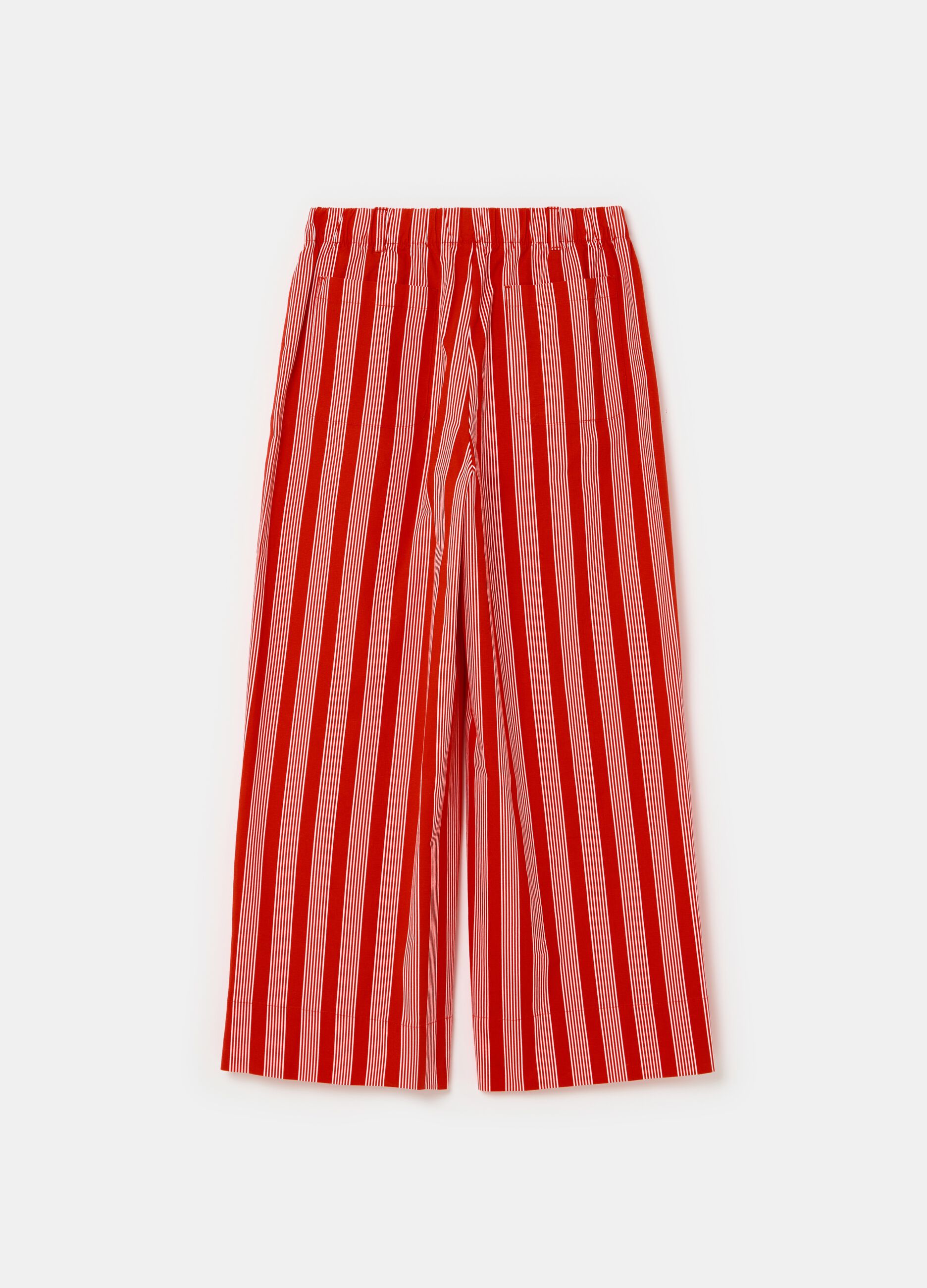 Wide-leg cropped trousers with slim stripes
