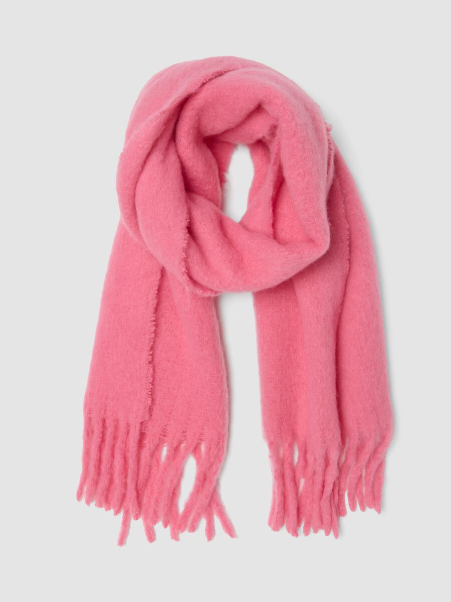 Sciarpa rosa con frange_0