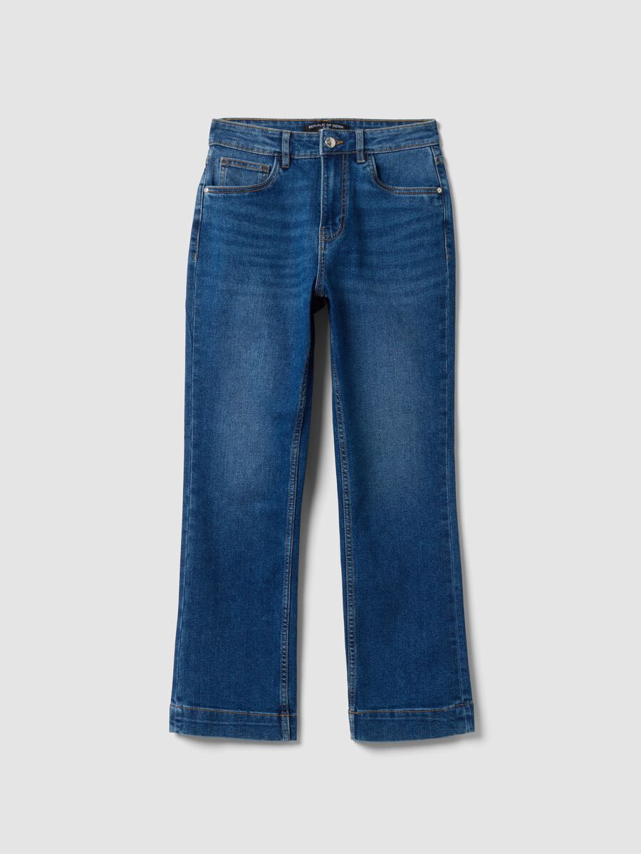 Blue cropped slim-fit denim jeans in stretch cotton and viscose_4