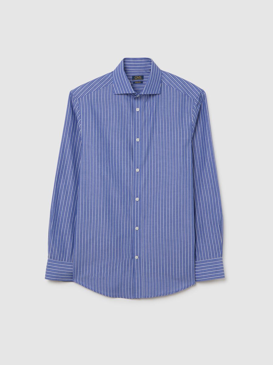 Blue Regular Fit Cotton Blend Shirt_4