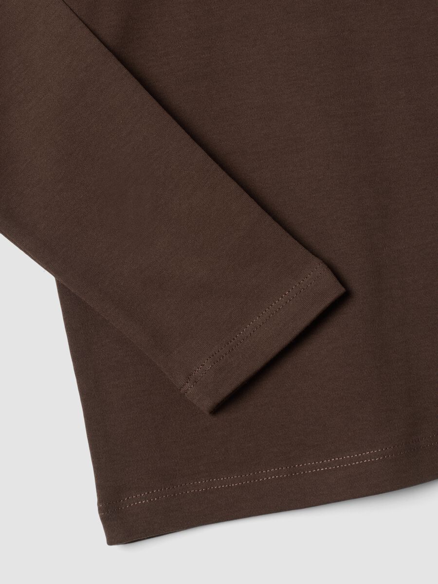 Camisola de gola alta castanho-claro em algod&atilde;o org&acirc;nico puro_3