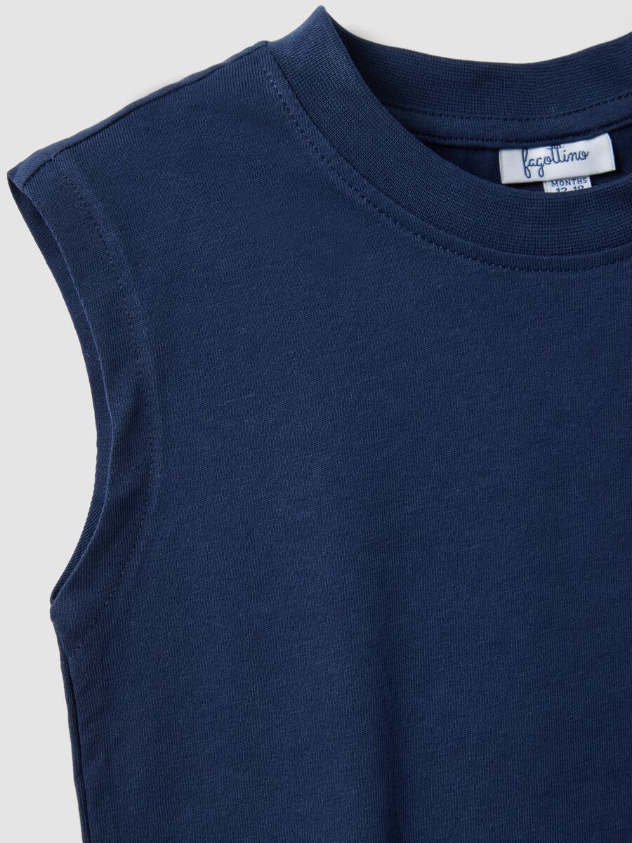 Blue pure cotton regular fit boys' tank top with pocket_3