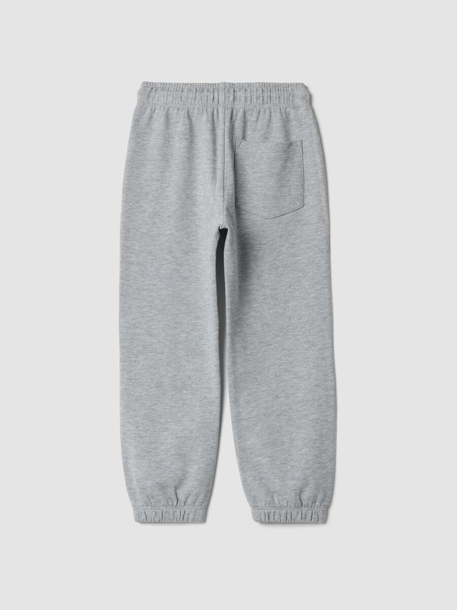 Pantaloni jogger grigi in puro cotone con stampa_1
