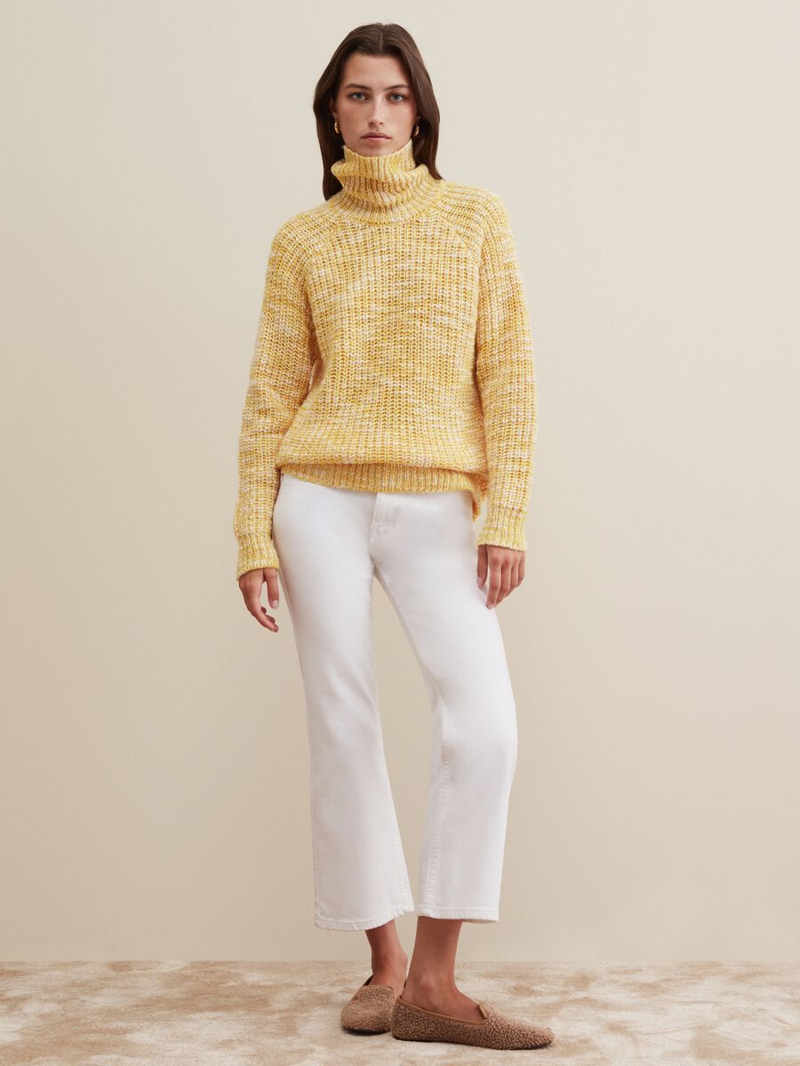 Flat-ribbed pullover with high neck_0