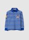 Polo infantil de algod&atilde;o puro com riscas multicolor regular fit com emblemas_3