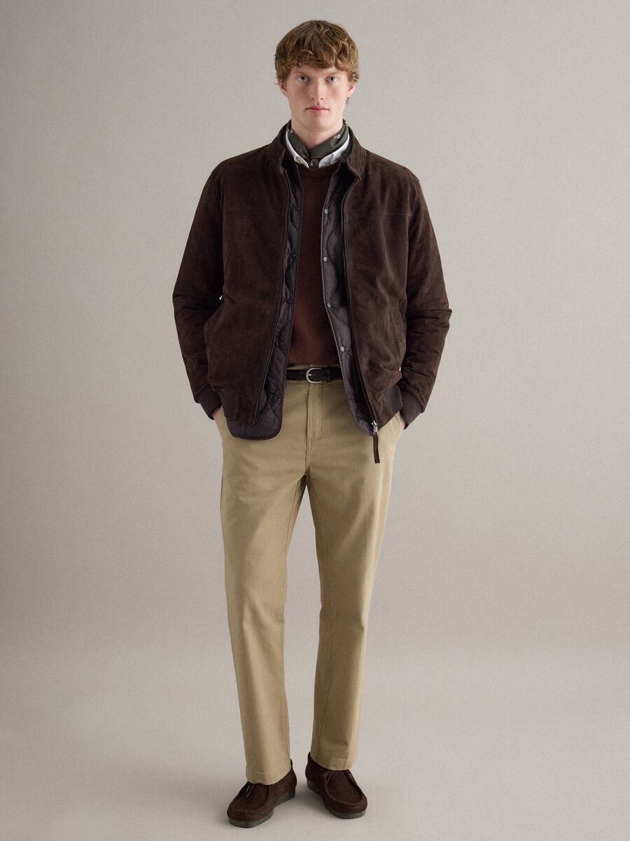 Brown genuine leather jacket regular fit with full zip_2