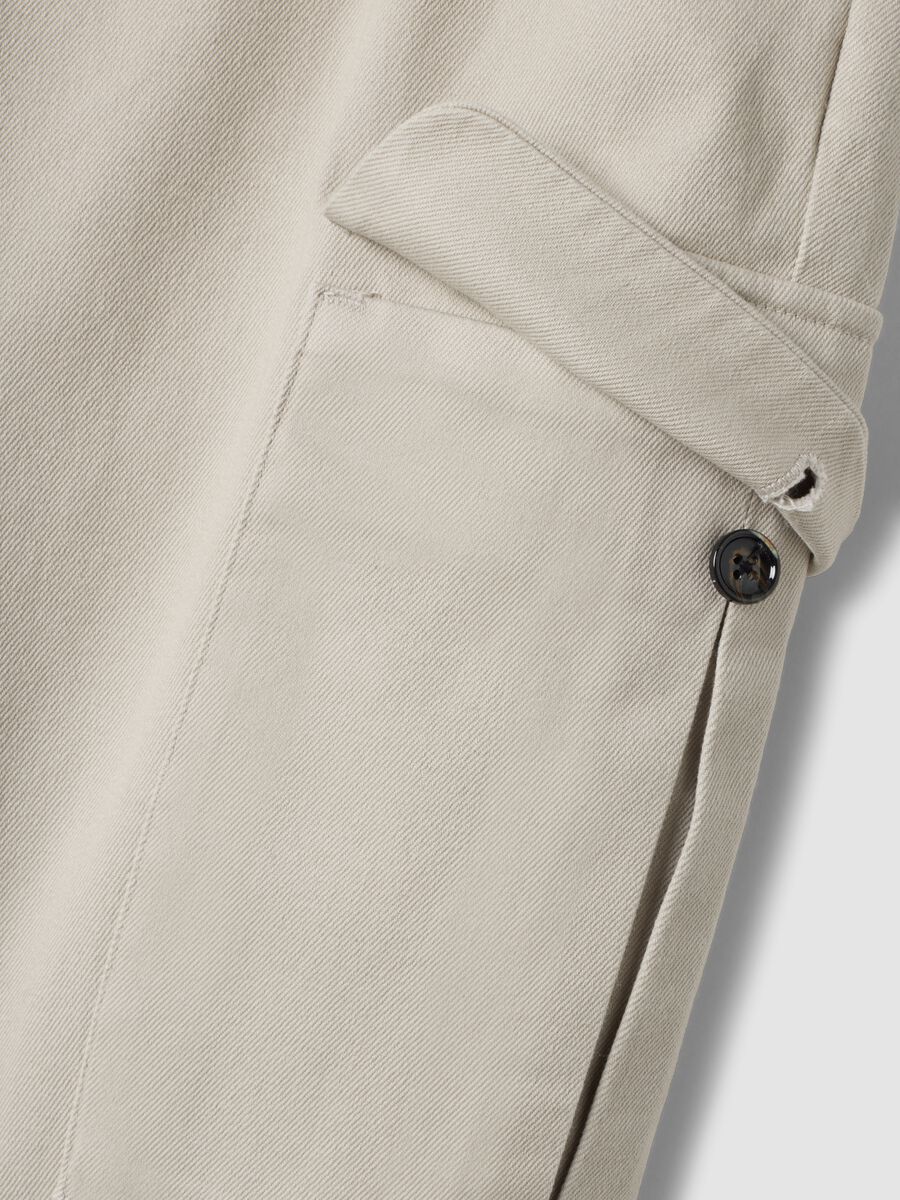 Grey comfort-fit stretch cotton twill cargo trousers_1