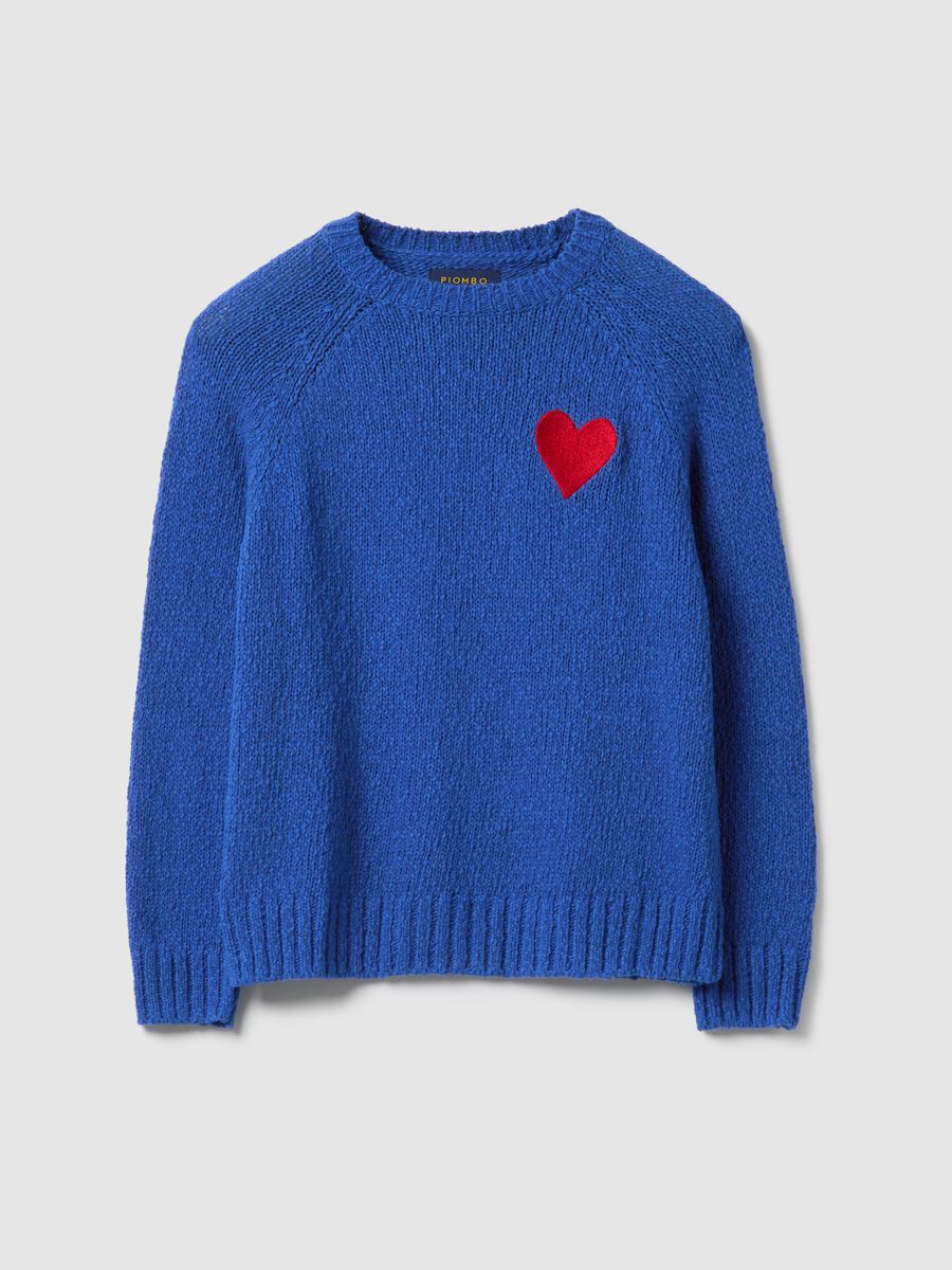 Blue pure cotton jumper regular fit with heart_0