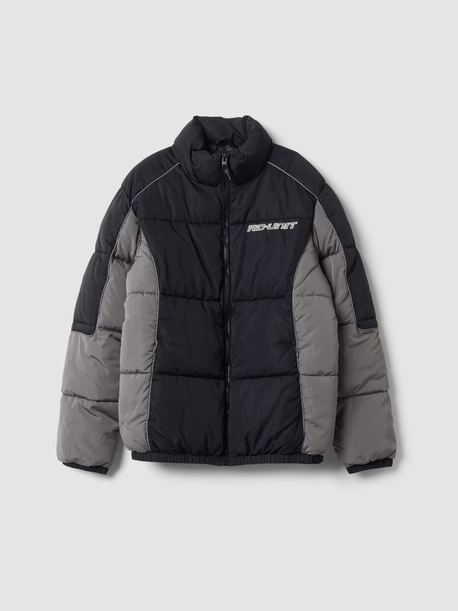 Black padded jacket, regular fit, with zip_0