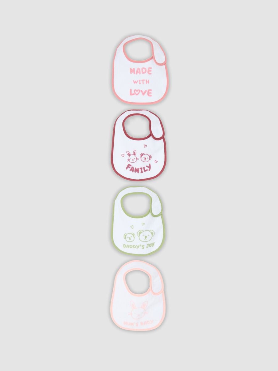 Pack of four multicolour baby bibs in organic cotton blend_0