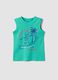 Green pure cotton vest top with surf print_0
