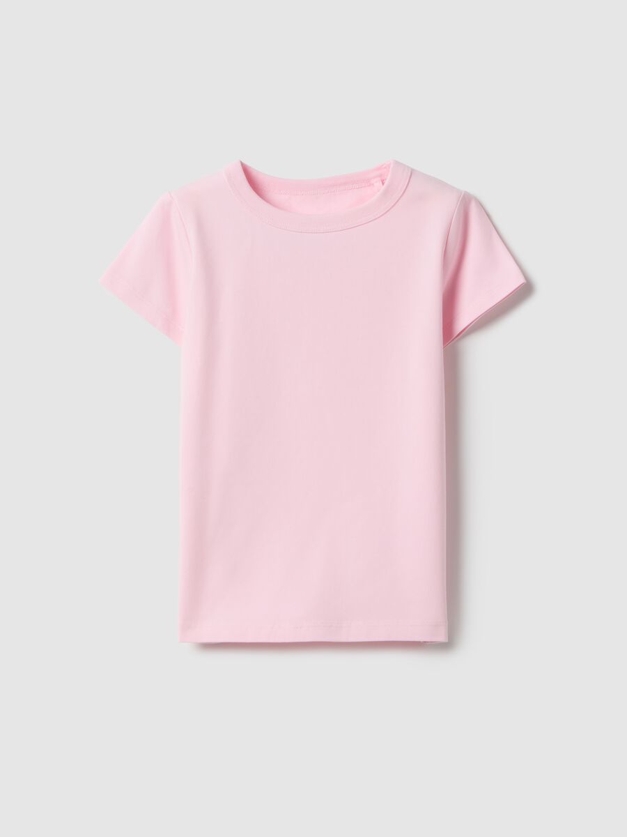 Girls' pink cotton blend t-shirt, regular fit_0
