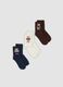 Multicolour stretch organic cotton three-pack socks with teddy bear_1
