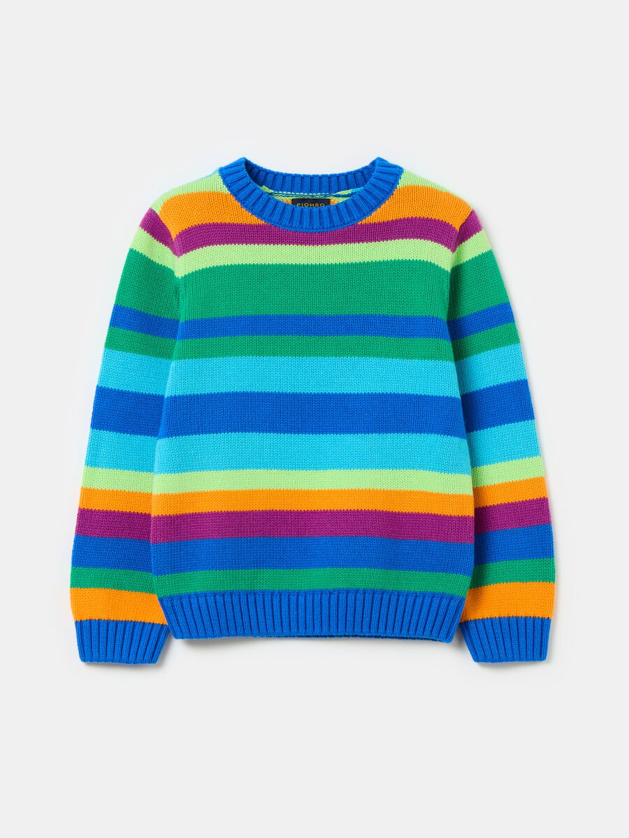 Cotton pullover with striped pattern_0