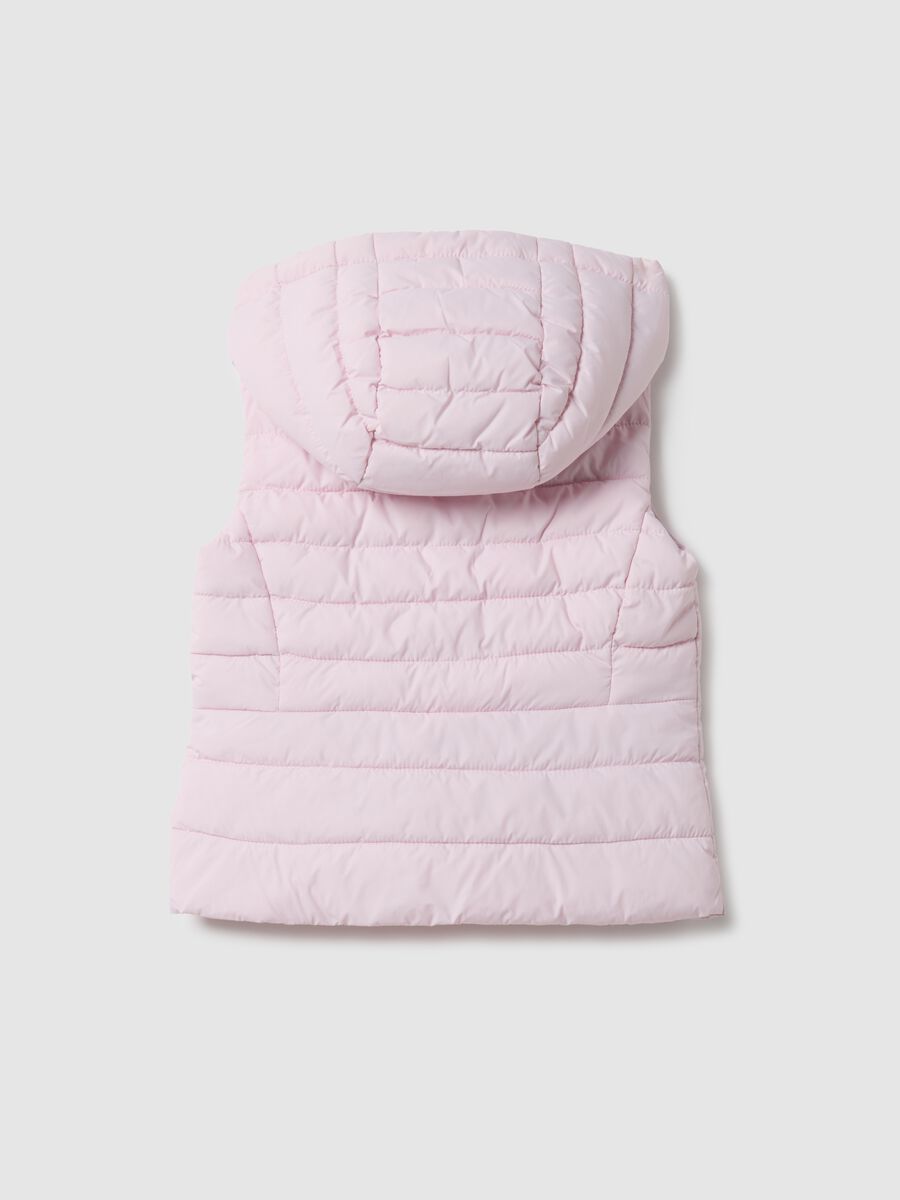 Girls' regular fit padded pink gilet with hood_1
