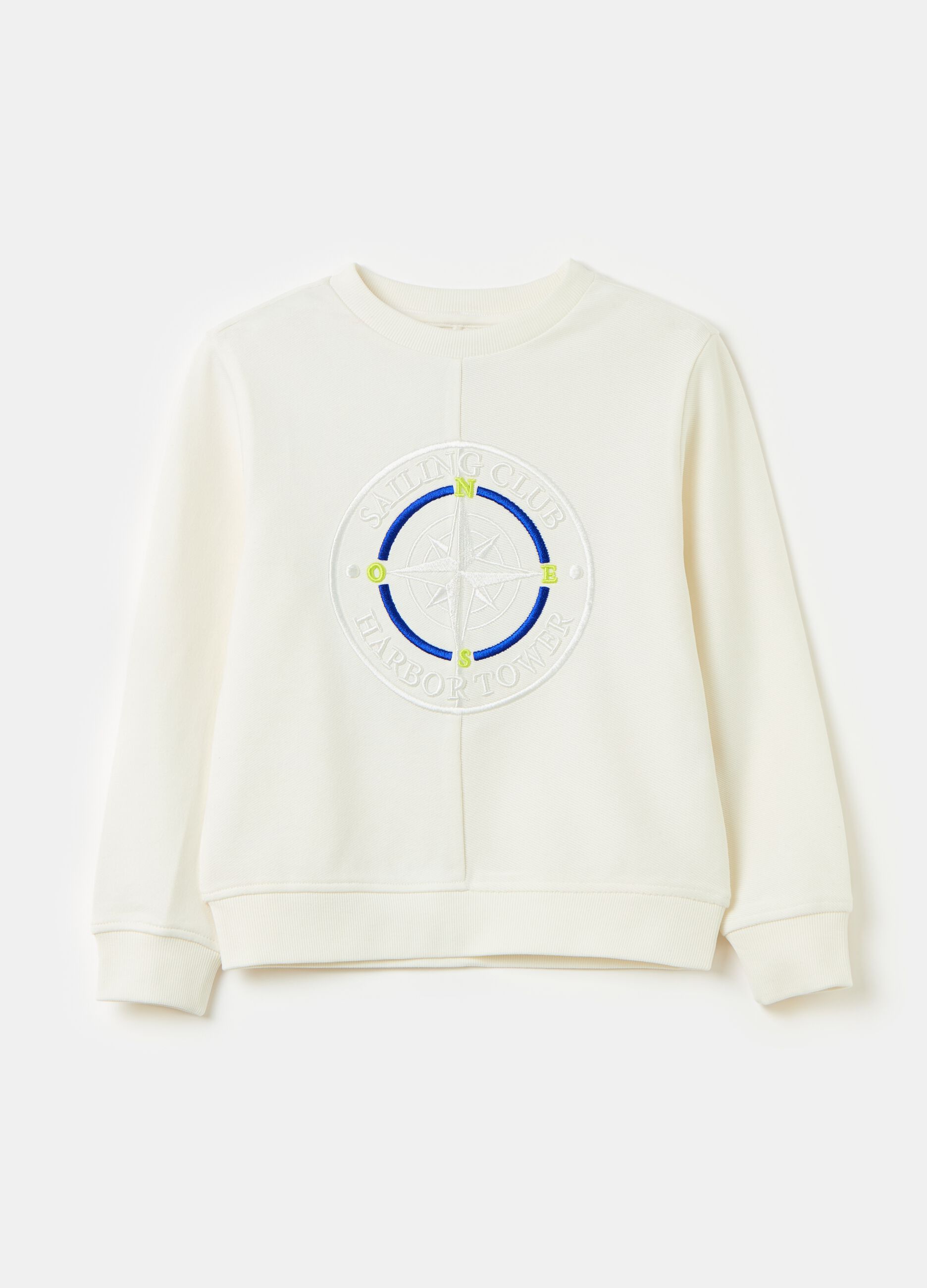 Cotton sweatshirt with nautical embroidery