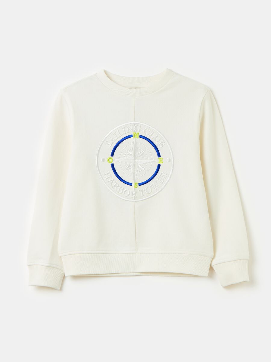 Cotton sweatshirt with nautical embroidery_0