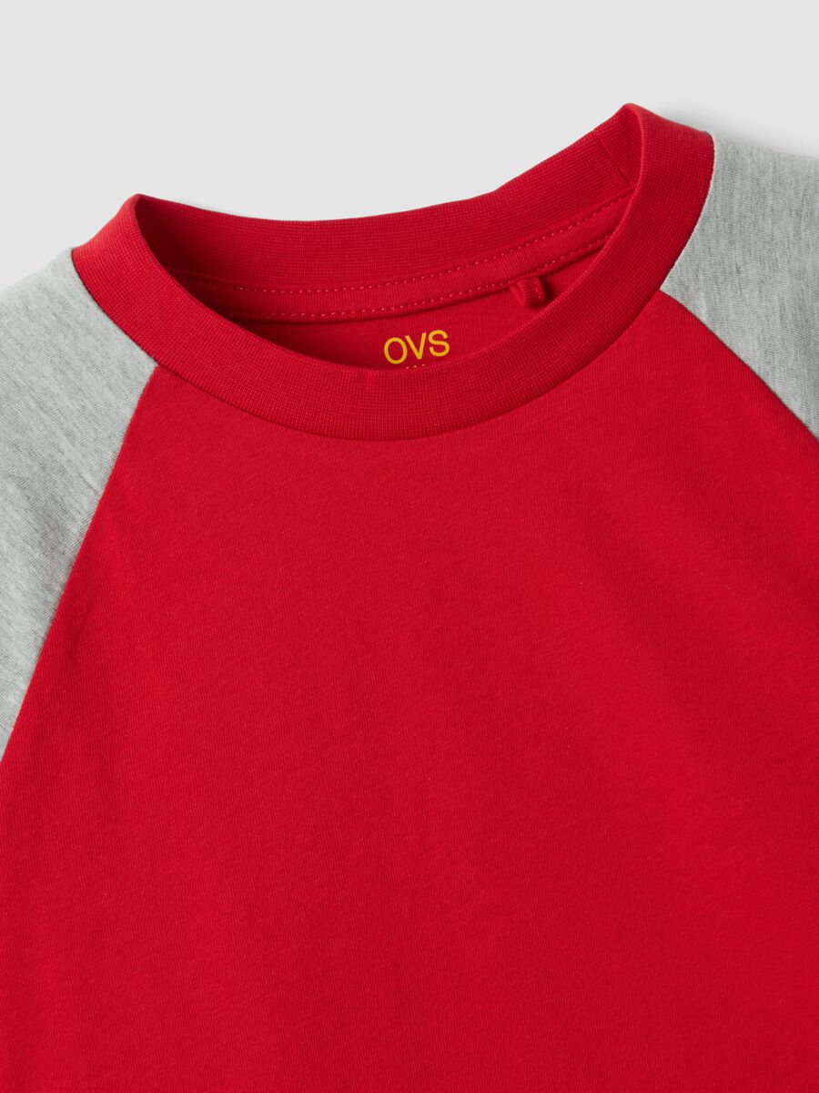 Red pure cotton crew-neck raglan T-shirt for boys_2