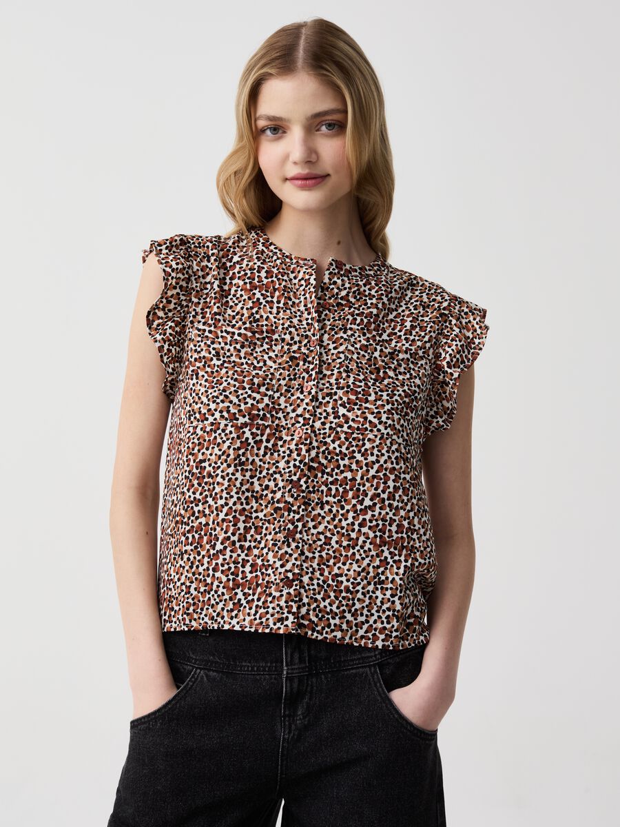 Printed blouse with flounce_0