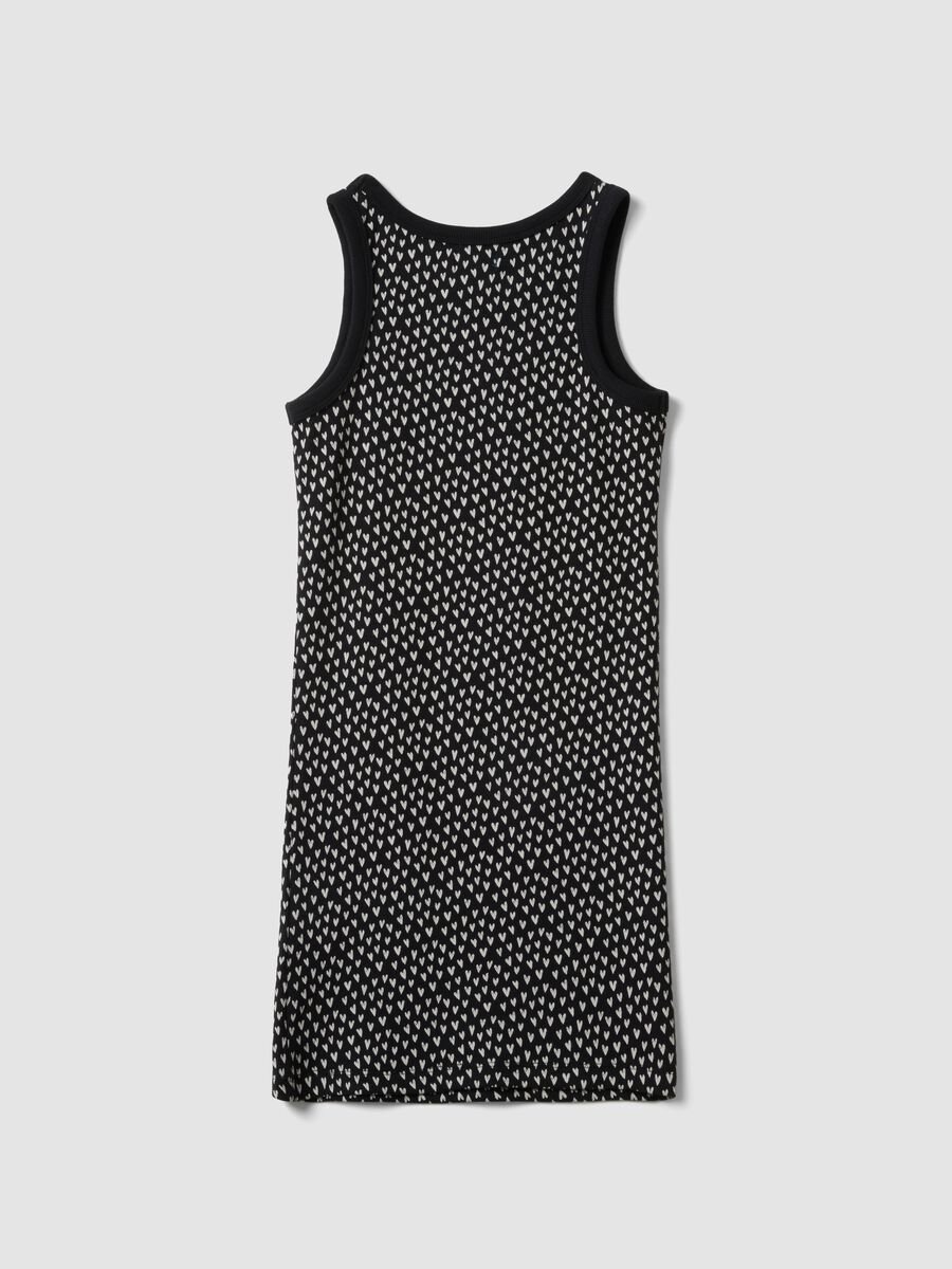 Schwarzes, figurbetontes M&auml;dchenkleid aus Stretch-Baumwolle mit Herzchen_1