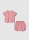 Conjunto de t-shirt e cal&ccedil;&otilde;es em algod&atilde;o puro rosa para beb&eacute; menina com cora&ccedil;&otilde;es_0