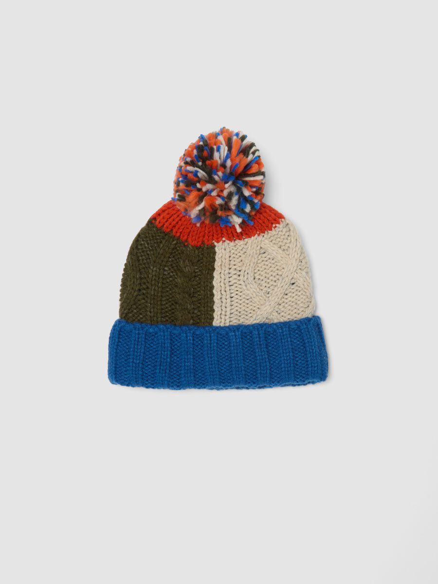 Multicolour knitted hat with pom-pom_0