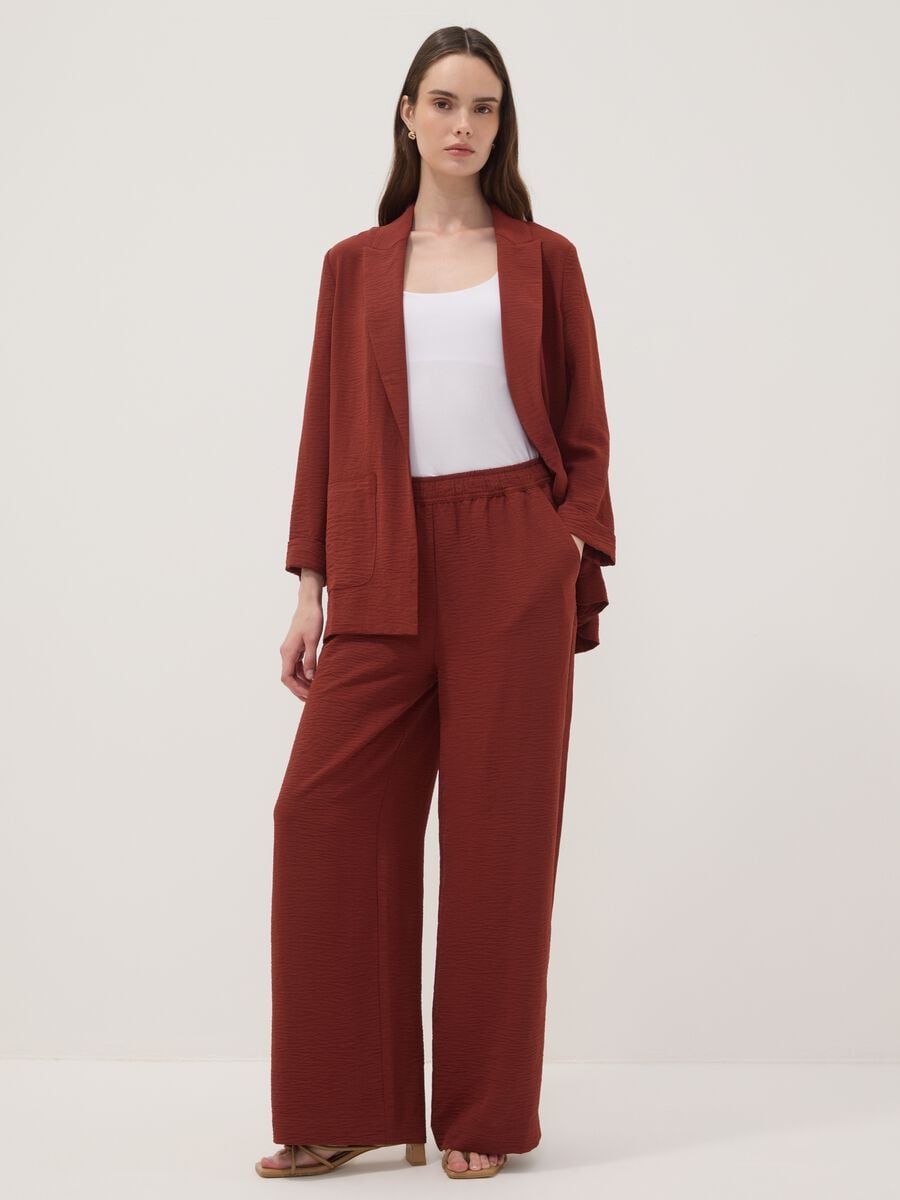 Red wide-leg trousers with elasticated waistband_0