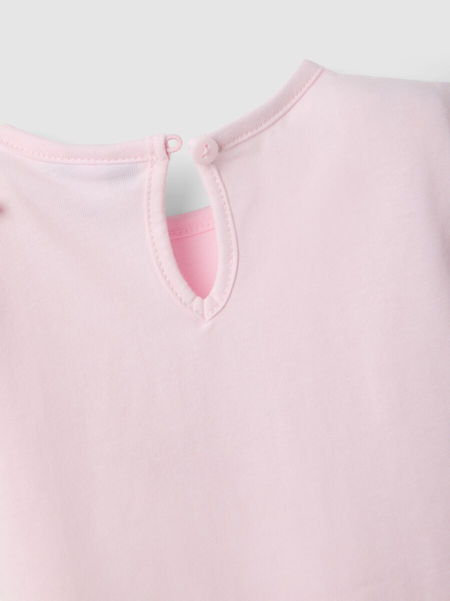 T-shirt in puro cotone rosa da bimba regular fit con gatto_3