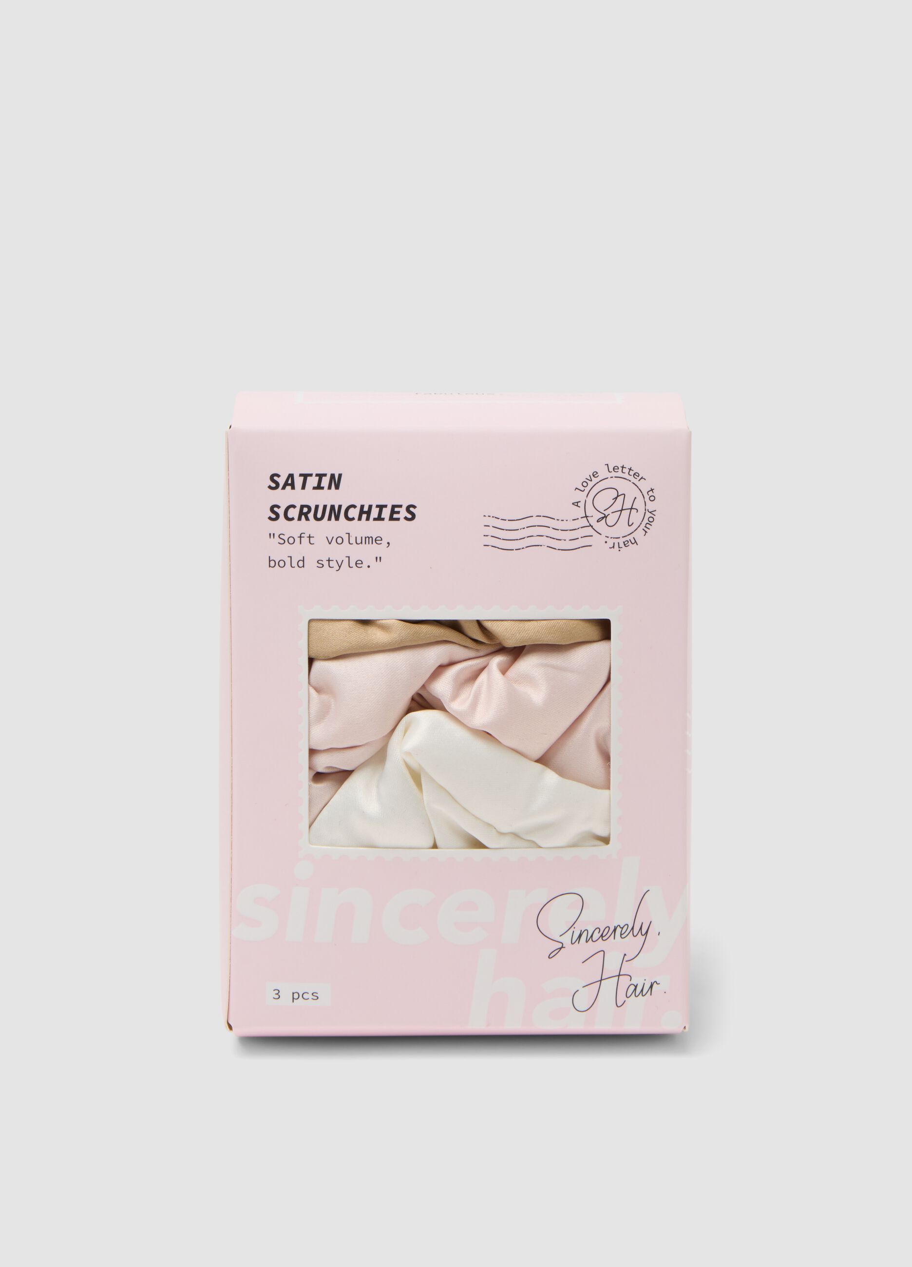 SINCERELY HAIR Satin-Scrunchies (3er-Pack) Pink&ndash;Mocha&ndash;Wei&szlig;