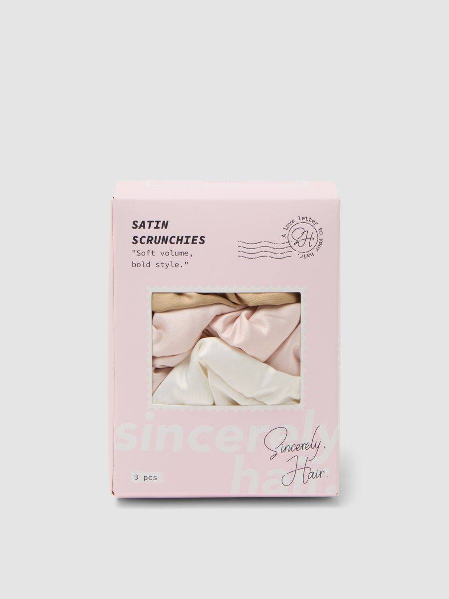 SINCERELY HAIR Chouchous en satin (lot de 3) Rose&ndash;Moka&ndash;Blanc_0