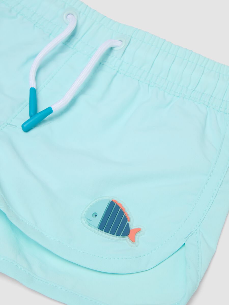 Sea-blue boxer swim shorts with back pocket_2