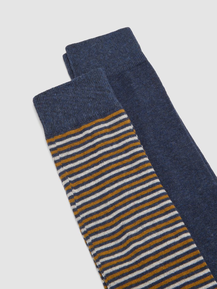 Tripack di calze lunghe blu melange in cotone organico elasticizzato_2