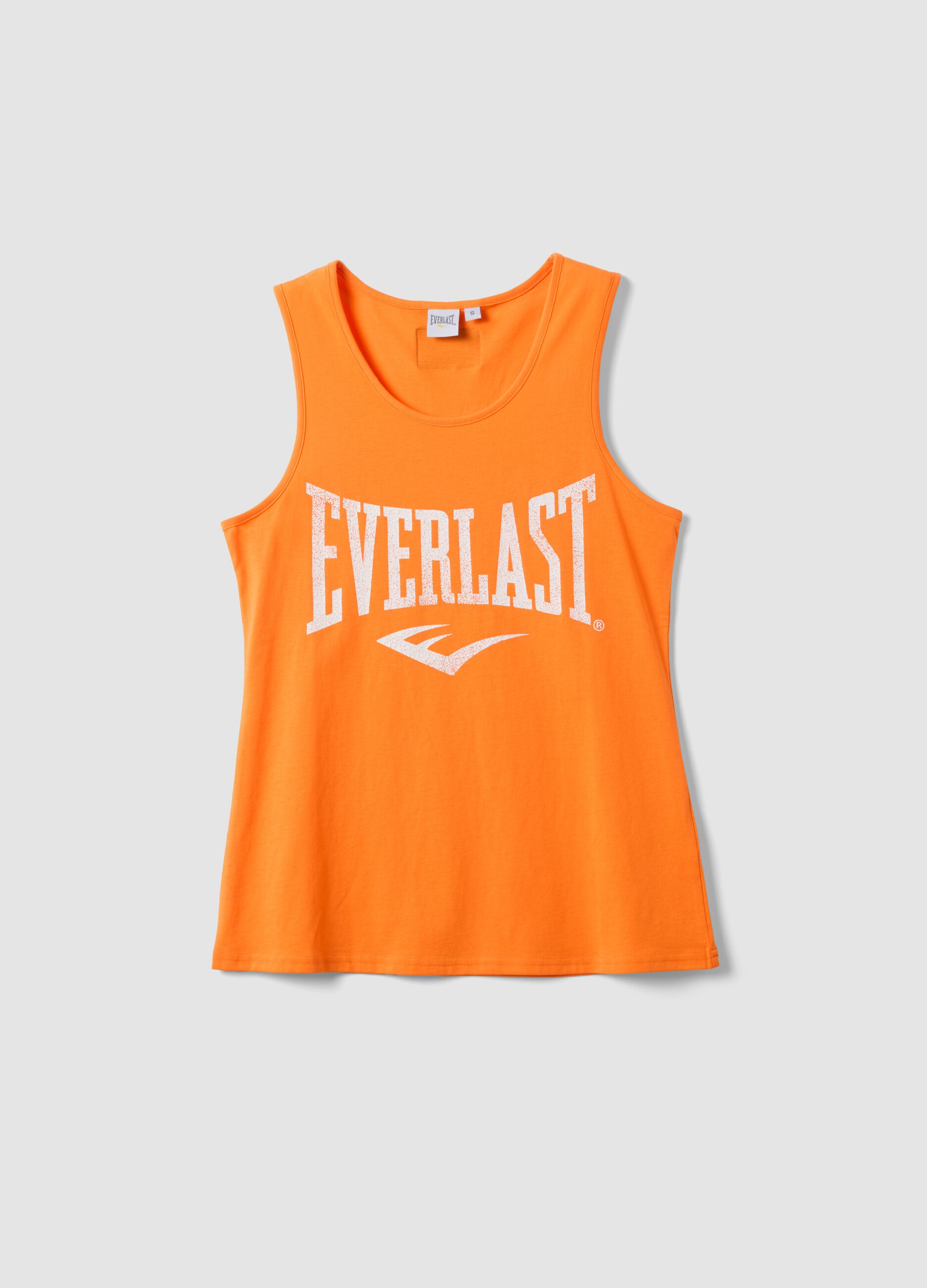 Orange pure cotton tank top regular fit with Everlast logo
