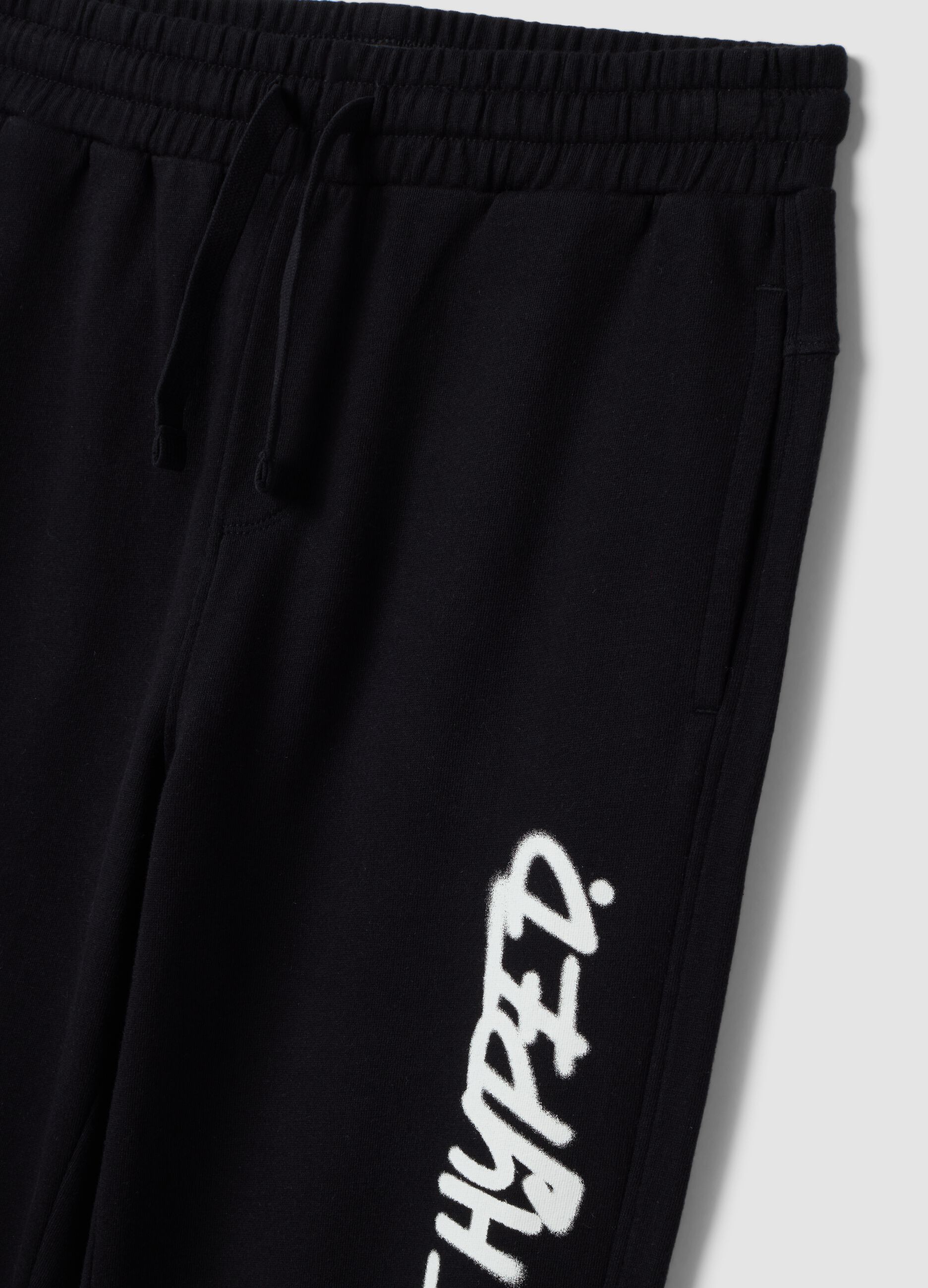 Blue oversized pure cotton joggers with &ldquo;Get Hyped&rdquo; slogan for boys