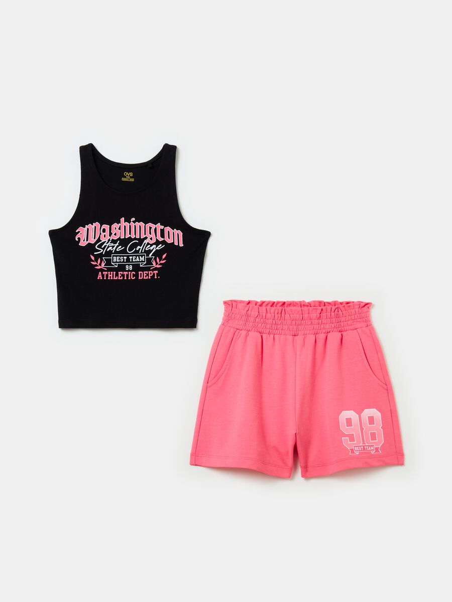 Jogging set with tank top and shorts with print_0