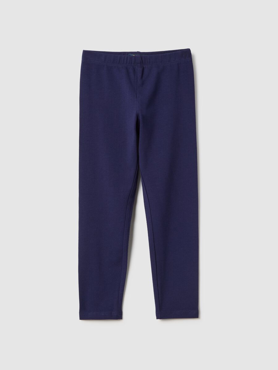 Girls' Slim Fit Elasticated Cotton Purple Leggings_0