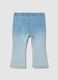 Blue cotton blend flare jeggings for girls with embroidery_1