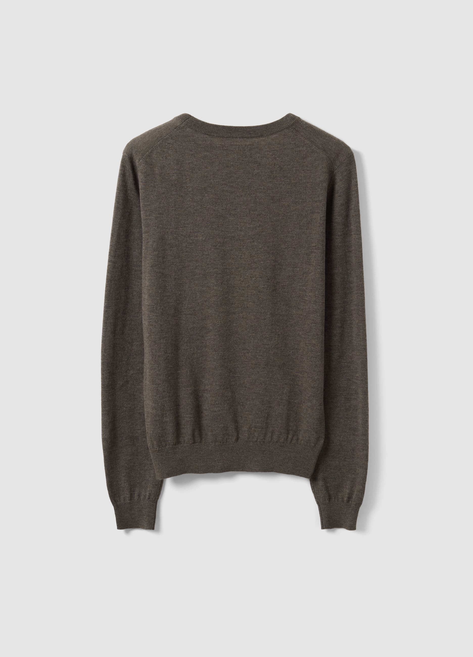 Grey crew-neck wool-blend jumper, regular fit