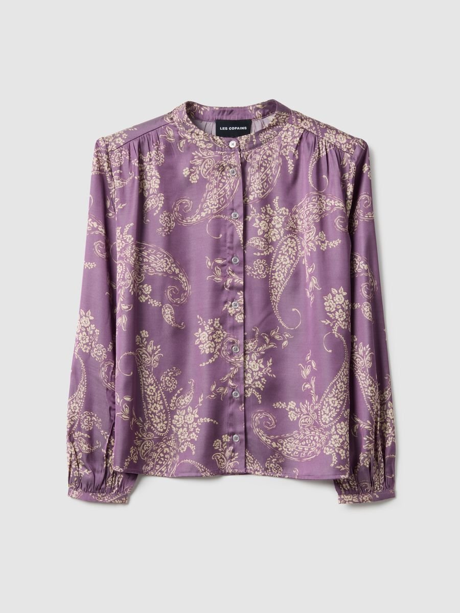 Multicolour viscose blend regular fit shirt with mandarin collar_4