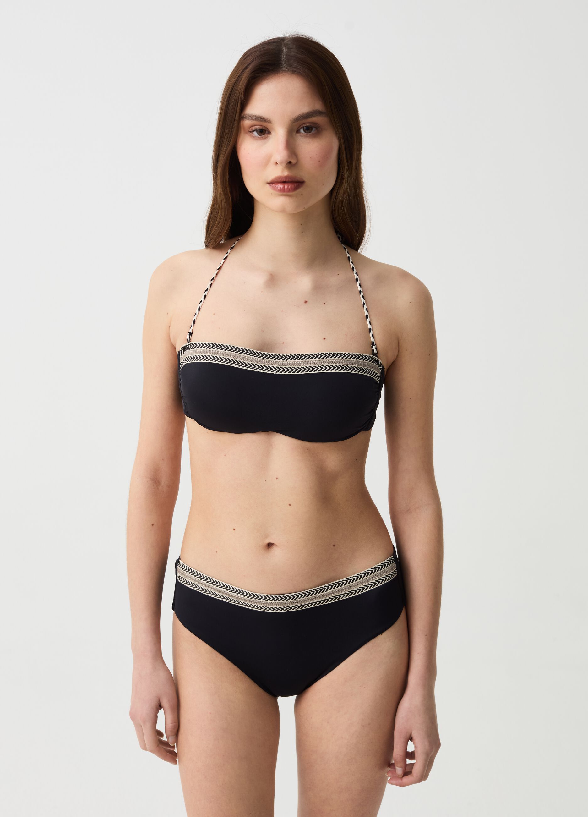 Bandeau bikini top with traditional insert
